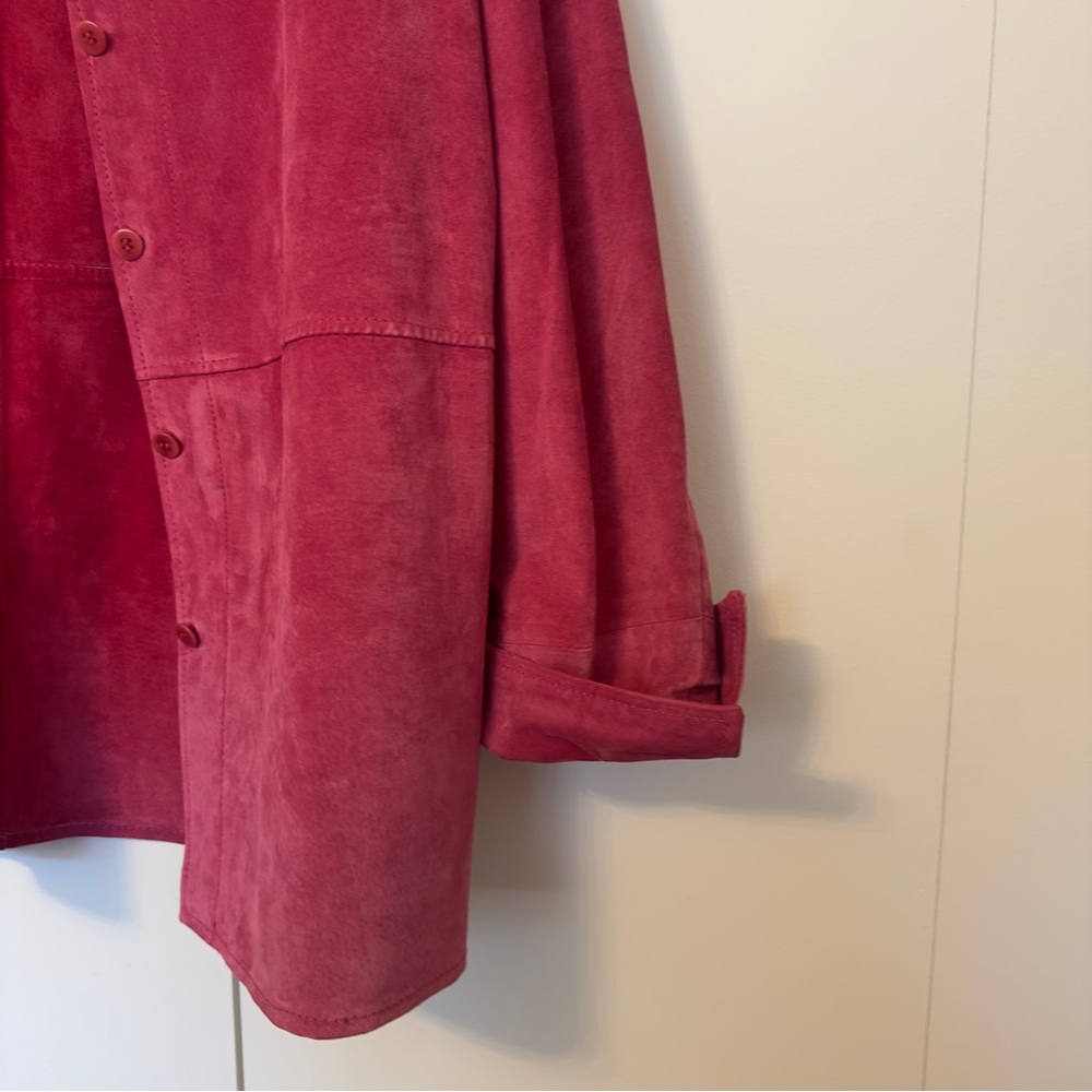 TravelSmith Pink Suede Leather Jacket | Button Front - Picture 2 of 6